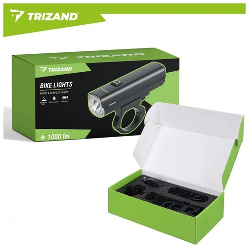 1000 lm LED dviračio žibintas + „Trizand“ galinis žibintas