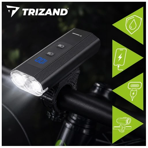 1300 lm LED dviračio žibintas + „Trizand“ galinis žibintas
