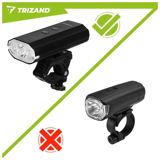 1300 lm LED dviračio žibintas + „Trizand“ galinis žibintas