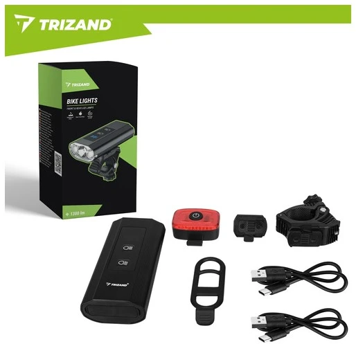 1300 lm LED dviračio žibintas + „Trizand“ galinis žibintas