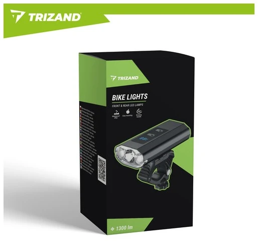 1300 lm LED dviračio žibintas + „Trizand“ galinis žibintas