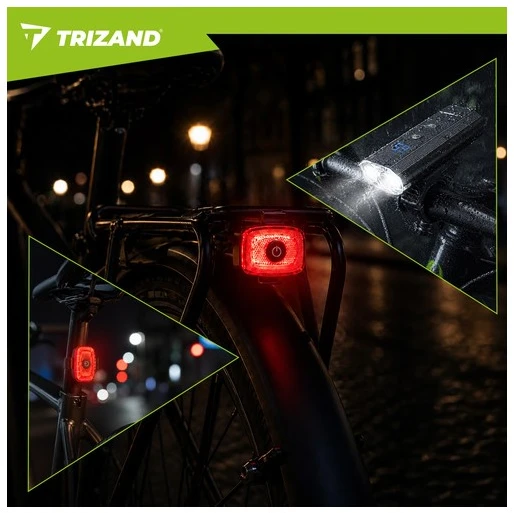 1300 lm LED dviračio žibintas + „Trizand“ galinis žibintas