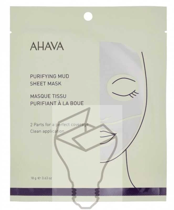 AHAVA Purifying Mud Sheet Mask valomoji purvo lakštinė kaukė, 1 vnt.