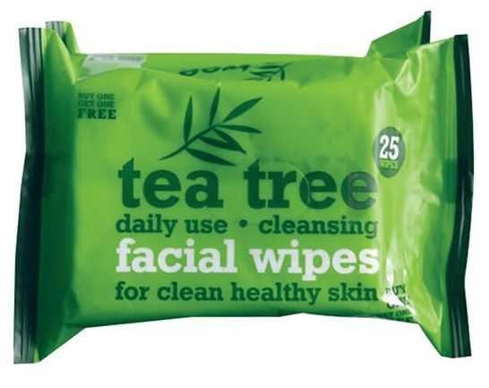 Pakabinamas šviestuvas Xpel Tea Tree Cleansing Wipes drėkinančios valomosios servetėlės, 25 vnt.