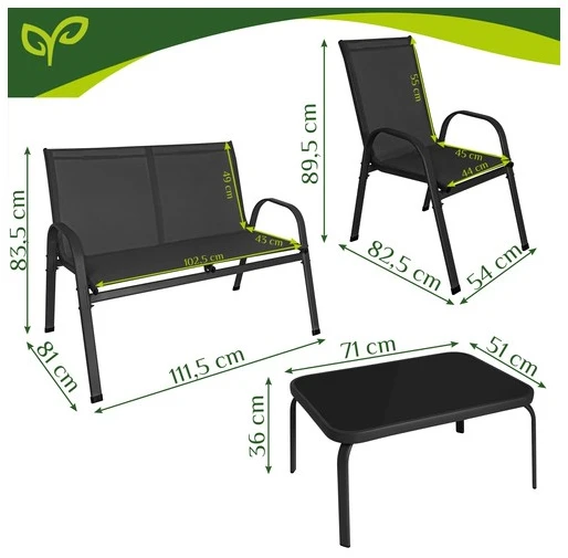 Balcony furniture set - juodas Gardlov