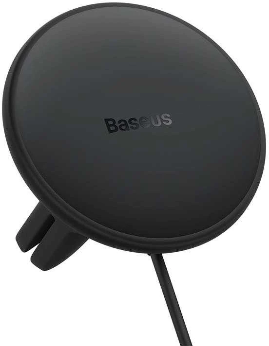 Magnetinis automobilinio telefono laikiklis Baseus CW01 prie ventiliacijos tinklelio su automobiliniu įkrovikliu USB-C, 15W + 25W (juodas)