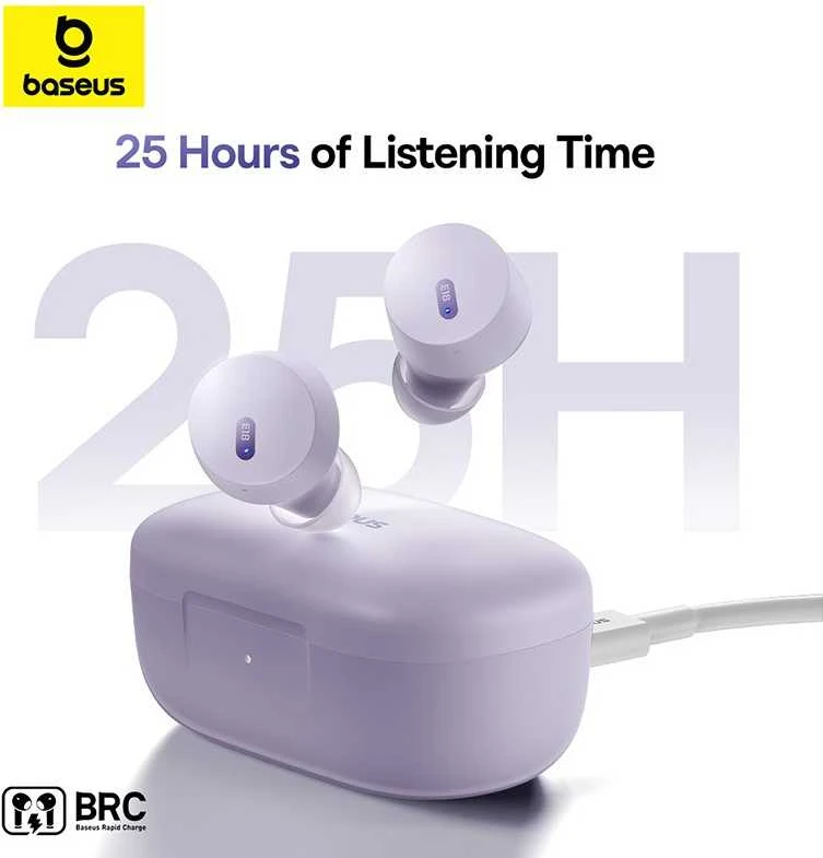 BASEUS belaidės bluetooth ausinės TWS ENC IPX4 Bowie E18 violetinės spalvos