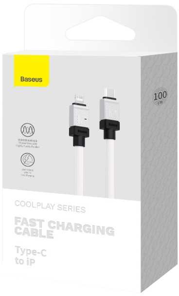 Greito įkrovimo kabelis Baseus USB-C su Coolplay Series 1m, 20W (baltas)