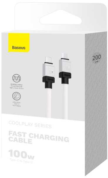 USB-C laidas su USB-C Baseus CoolPlay 100W 2m (baltas)