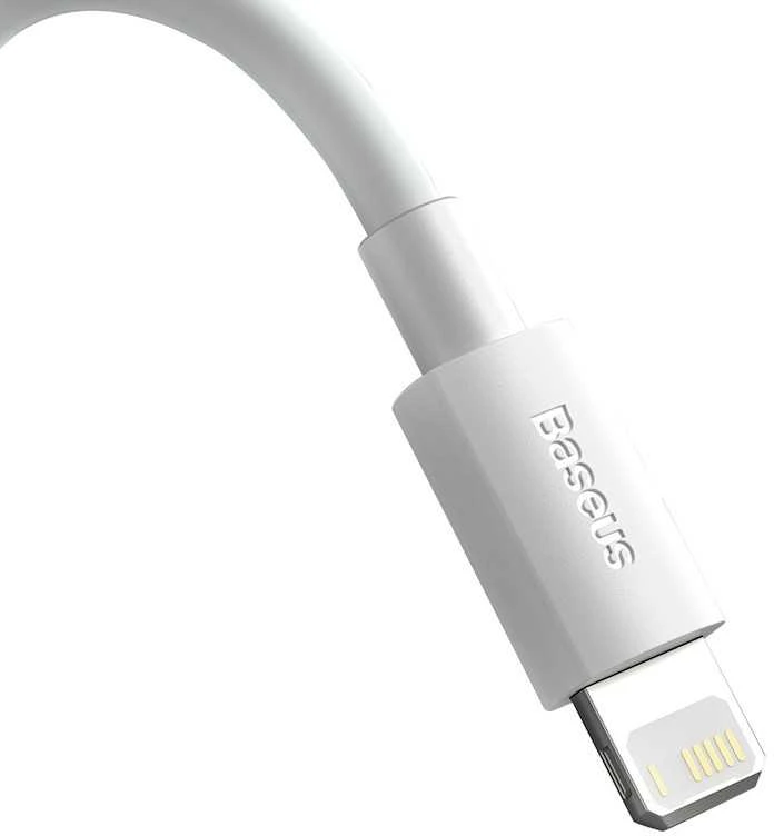 Baseus Simple Wisdom duomenų kabelio komplektas iš USB-C į Lightning PD 20W (2 Vnt), 1.5 m baltos spalvos