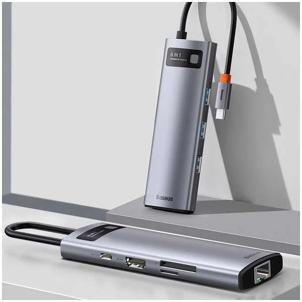 Jungčių stotelė / adapteris USB C kištukas - 8 rūšių jungtys Metal Gleam BASEUS