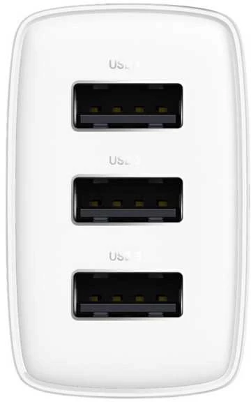 Baseus kompaktiškas greitas įkroviklis, 3x USB, 17W - baltas