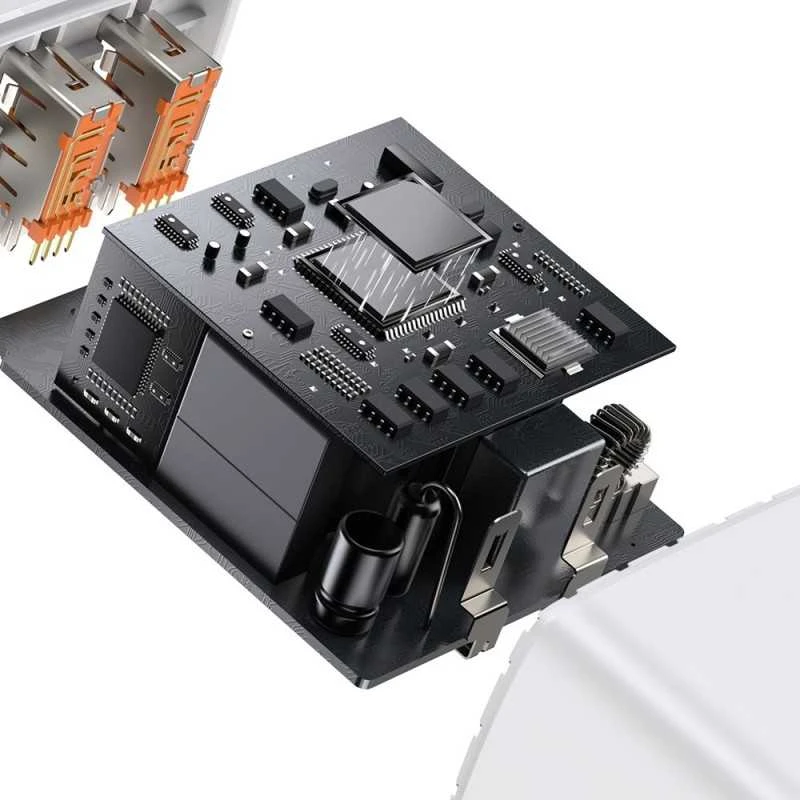 Baseus Sieninis įkroviklis 30W 2xUSB + USB-C QC3.0 PD3.0, baltas