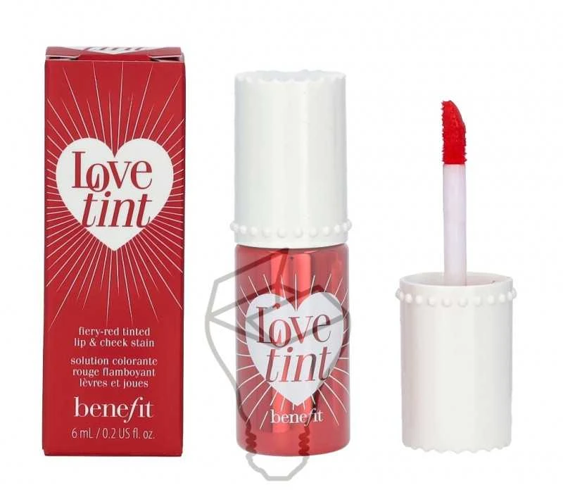 Benefit Lovetint Fiery-Raudona Tinted Lip & Cheek Stain lūpų ir skruostų dažai, 6 ml