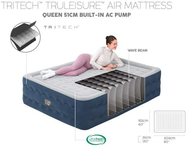 „Bestway 2“ asmenų karalienė „Tritech Truleisure“ oro čiužinys 203x152x51cm 6716p
