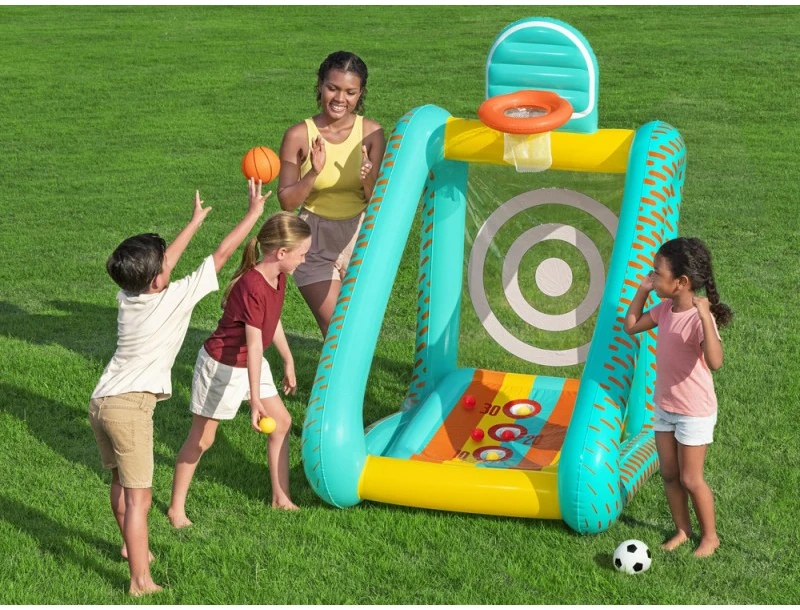 Bestway 3 viename sodo žaidimas krepšinis + futbolas + vartai 127x109x178cm 52813