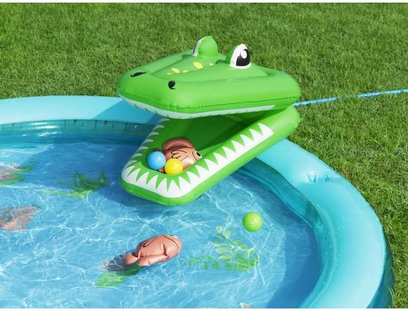 Bestway pripučiama žaidimų aikštelė CROCODILE čiuožykla + purkštuvas + kamuoliukai 53166