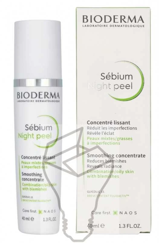 Odą lyginantis koncentratas riebiai ir mišriai odai Bioderma SEBIUM NIGHT PEEL, 40ml