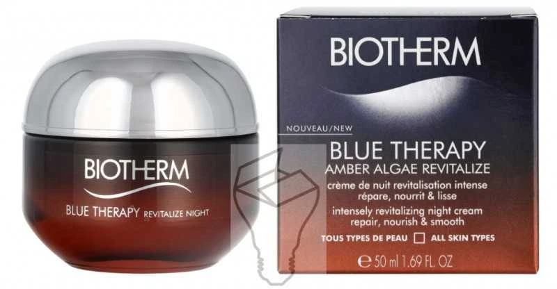 Biotherm Mėlyna Therapy Amber Algae Revitalize Night Skin Kreminis naktinis veido kremas, 50 ml