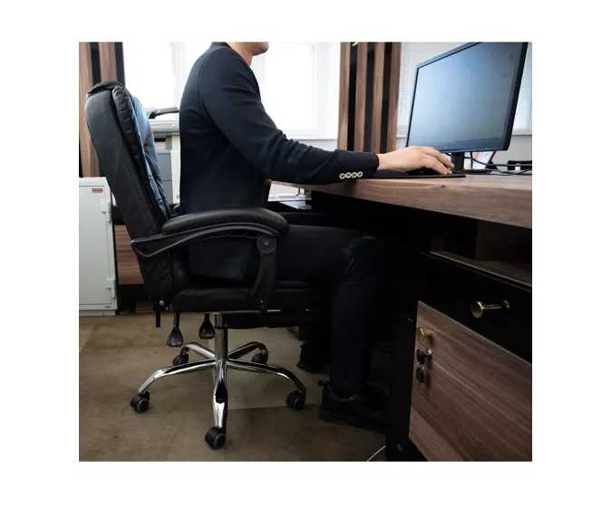 Biuro kėdė su atrama kojoms - juoda Malatec 23286
