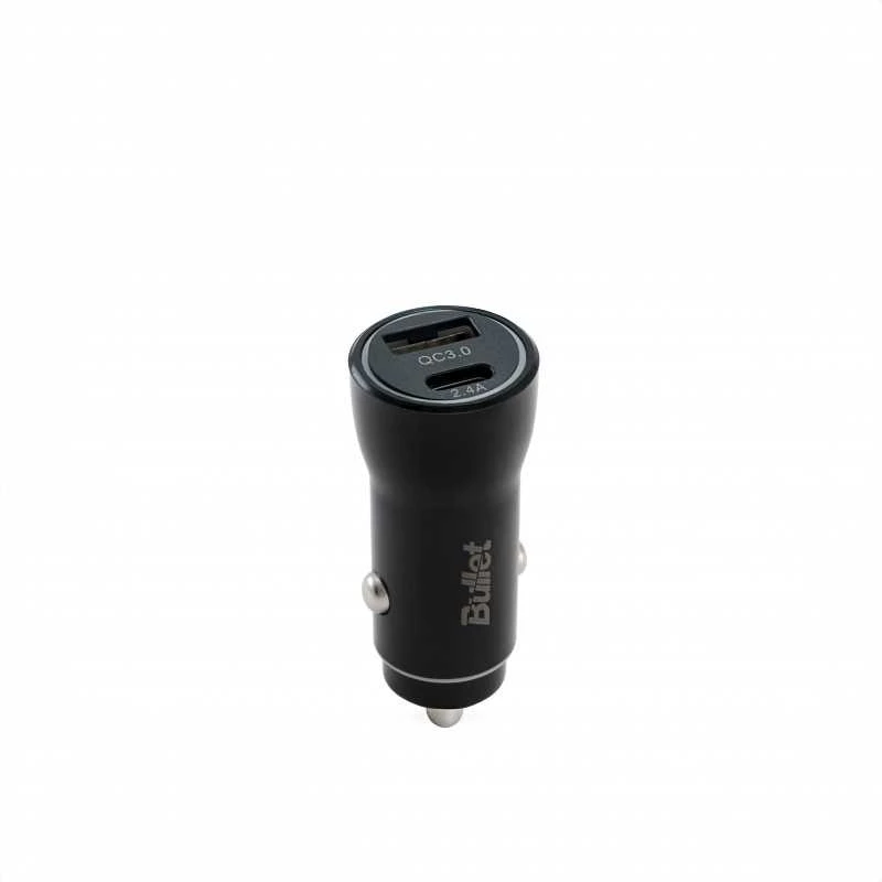 „Bullet“ automobilinis įkroviklis USB+USB-C 2,4A
