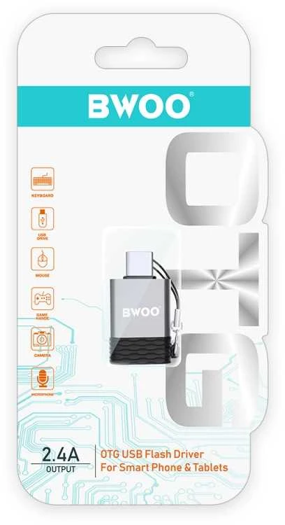 BWOO adapteris BZ-35 USB į USB-C pilkas OTG