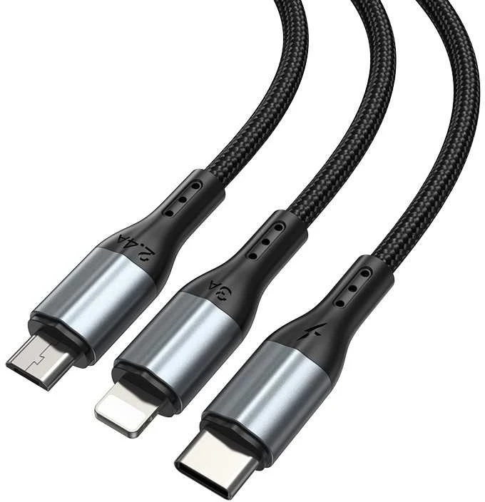 BWOO greitas 3 in 1 USB 3A įkrovimo kabelis X274