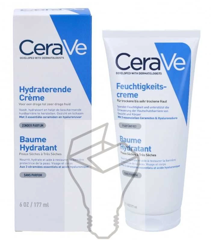 Drėkinamasis veido ir kūno kremas sausai ir labai sausai odai Cerave Moisturising Cream, 177 ml