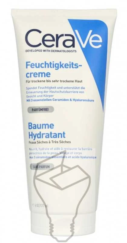 Drėkinamasis veido ir kūno kremas sausai ir labai sausai odai Cerave Moisturising Cream, 177 ml