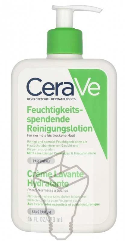 Drėkinamasis veido ir kūno prausiklis normaliai ir sausai odai Cerave Hydrating Cleanser, 473 ml