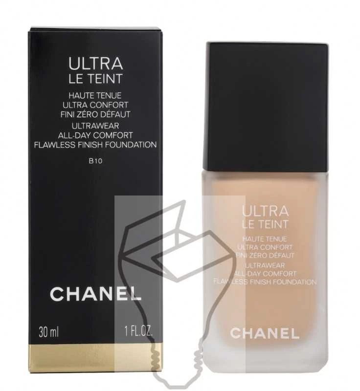 Chanel Ultra Le Teint Flawless Finish Fluid Foundation ilgai išliekanti tobulinanti kreminė pudra, matinis švytintis efektas, atspalvis: B10, 30 ml