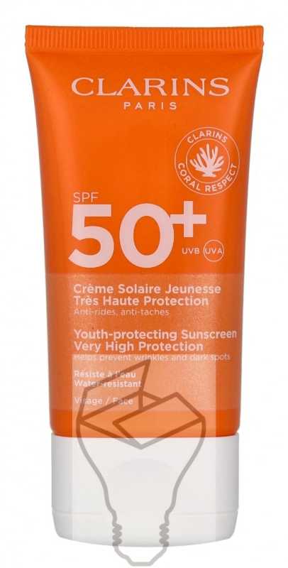 Clarins Youth-Protecting Sunscreen Very High Protection SPF 50+ apsauginis veido kremas nuo saulės, 50 ml