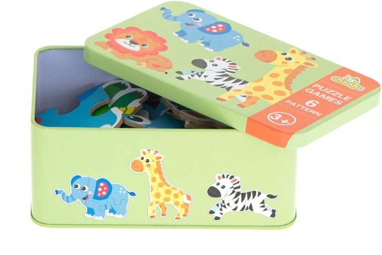 Ikonka Dėlionė metalinėje dėžutėje, safari 25vnt
