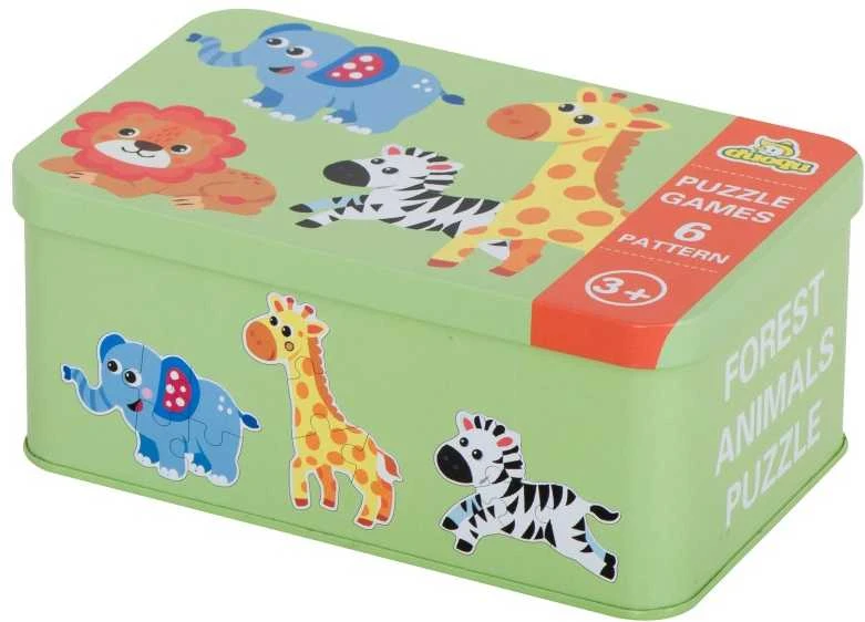 Ikonka Dėlionė metalinėje dėžutėje, safari 25vnt