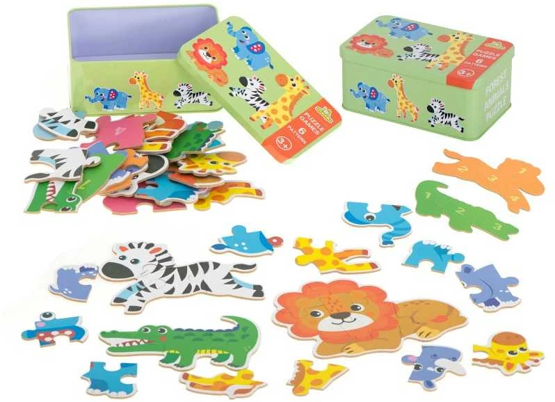 Ikonka Dėlionė metalinėje dėžutėje, safari 25vnt