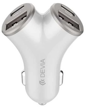 Devia automobilinis įkroviklis Extreme Metal PD 48W 2x USB 2x USB-C sidabrinis
