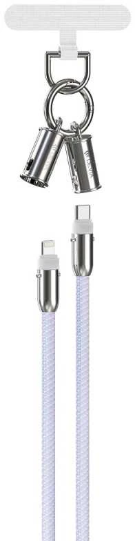 Devia laidas su dirželiu 2in1 PD USB-C – Lightning 1,2 m 27W violetinis