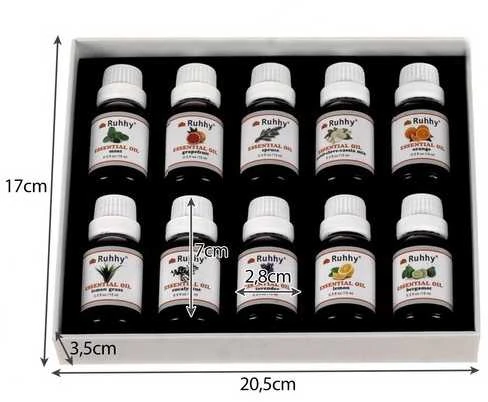 Drėkintuvas Kvapieji aliejai - 10 vnt. rinkinys, 15 ml, Ruhhy 21938