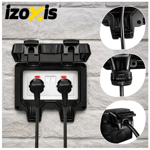 Double external socket 17x11x10cm Izoxis