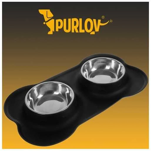 Dvigubas dubenėlis augintiniams, 2 x 350ml Purlov