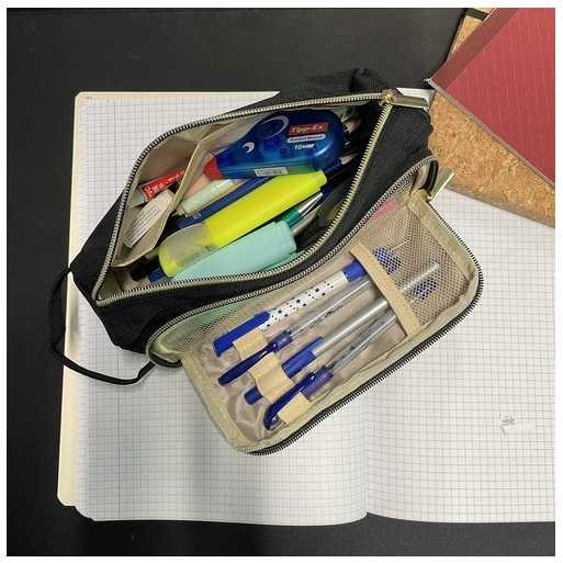 Double extendable pencil case - juodas Maaleo 24502