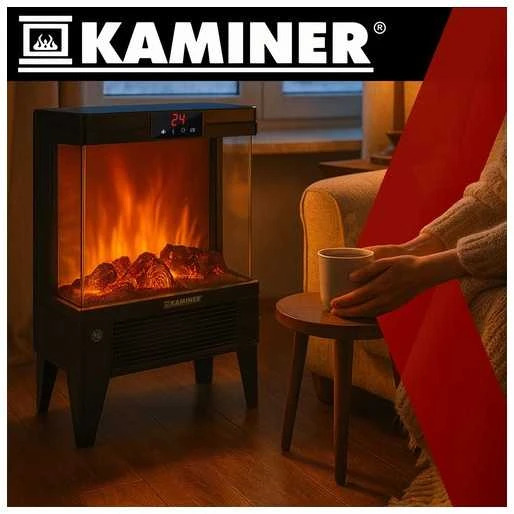 Elektrinis židinys KAMINER EMBEGO 2000W su liepsnos efektu