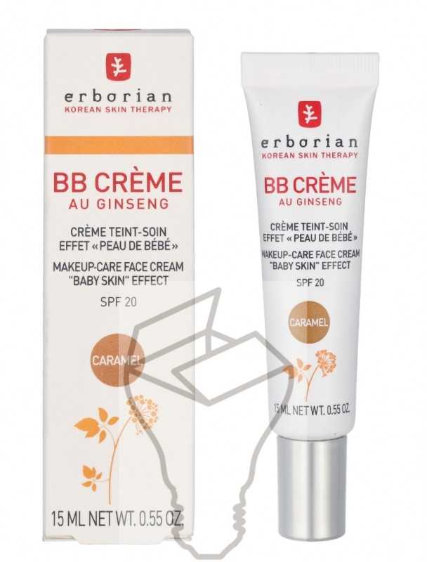 Erborian BB veido kremas su ženšenio ekstraktu ir SPF 20, spalva: Caramel, 15 ml