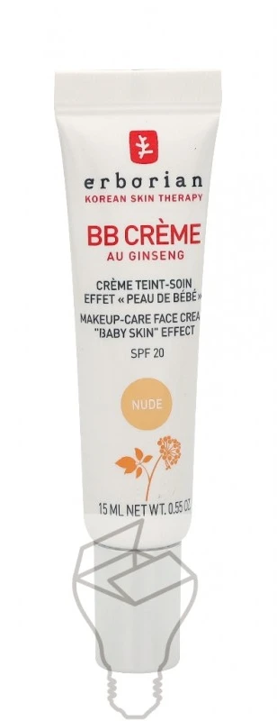 Erborian BB veido kremas su ženšenio ekstraktu ir SPF 20, spalva: Nude, 15 ml