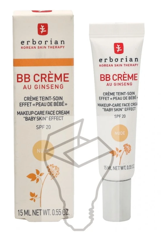 Erborian BB veido kremas su ženšenio ekstraktu ir SPF 20, spalva: Nude, 15 ml