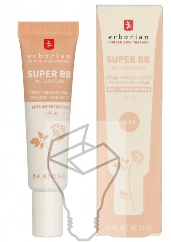 Erborian BB kremas SPF 20 Super BB (dengiamasis kremas), 15 ml, Clair