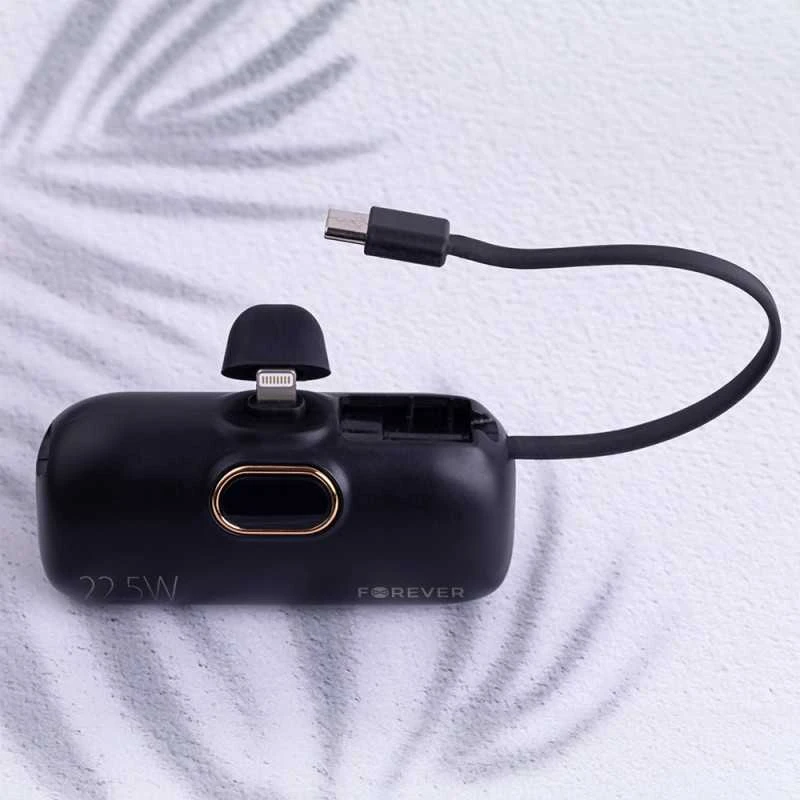Telforceone Forever mini power bank MTB-100 22.5W 5000 mAh Lightning juodos spalvos