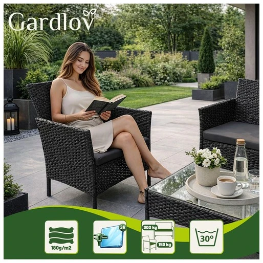Juodas rattan garden furniture Gardlov 26908