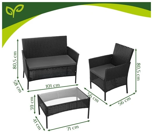 Juodas rattan garden furniture Gardlov 26908