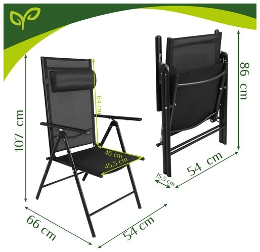 Gardlov juodas folding garden chair, 2 pieces